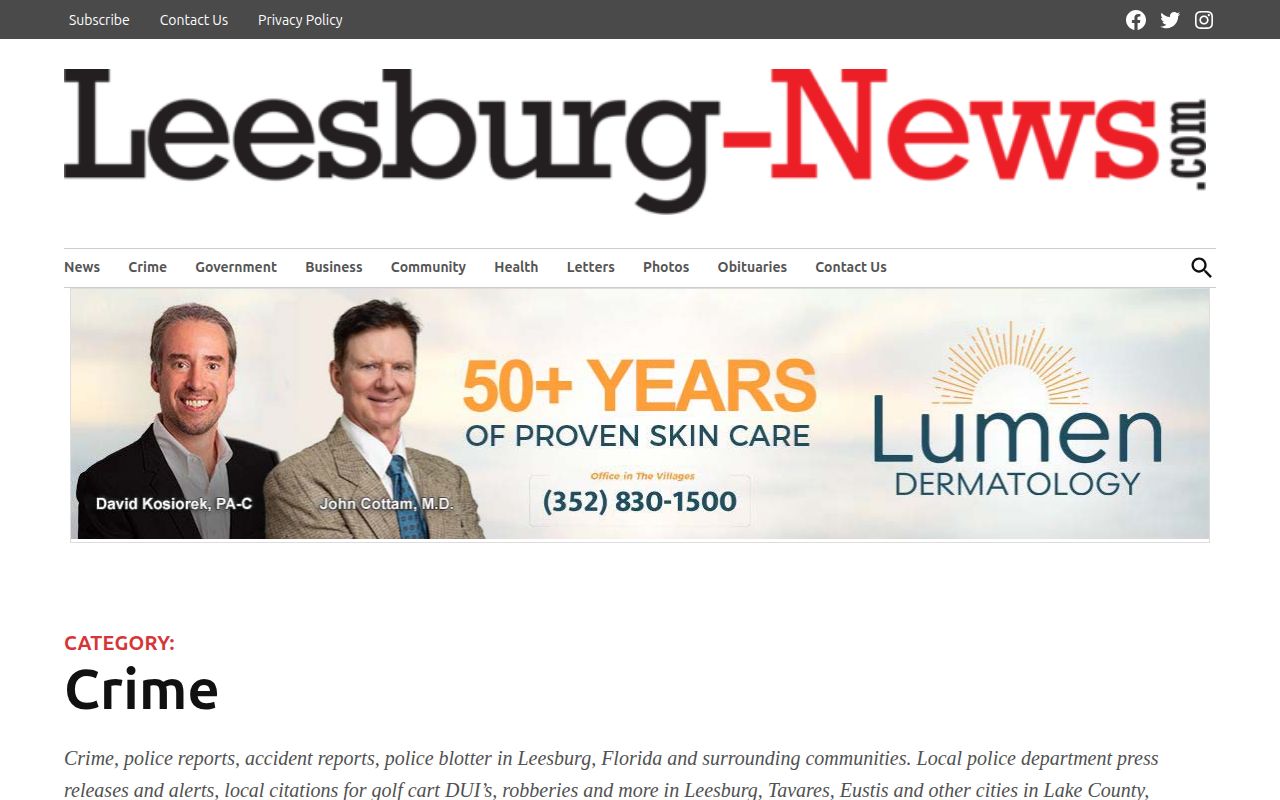 Leesburg-News Lake County crime news and arrest report section